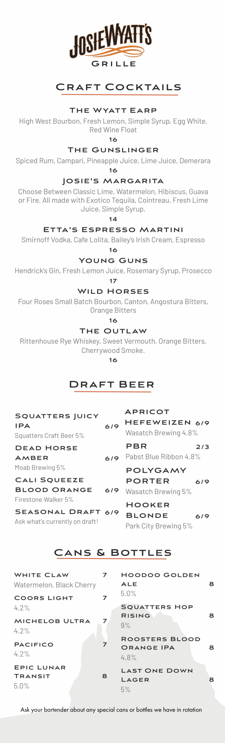 Josie Wyatt's Drink Menu-6.25-1